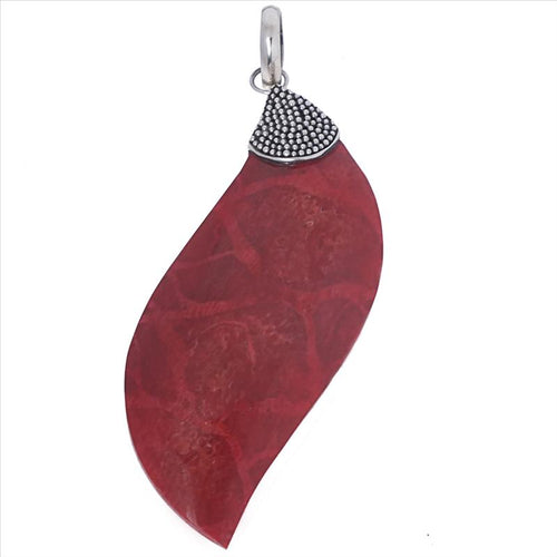 Korallenanhänger Silberanhänger Anhänger Koralle 925er Silber Damen Schmuck Welle Punkte 50 mm