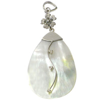 Load image into Gallery viewer, Perlmutt-Anhänger, tropfenförmiger Damenanhänger aus 925er Sterlingsilber und Perlmutt, mit Silberverzierung, ca. 37 x 25mm
