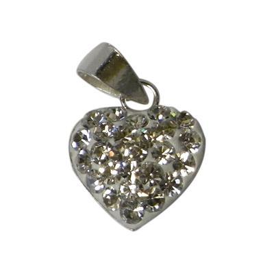 Herz weiß Glitzerschmuck Zirkonia Anhänger 12 mm 925er Sterling Silber Rückseite