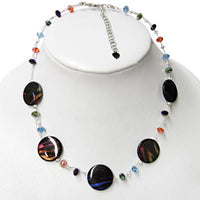 Load image into Gallery viewer, Halskette Perlmutt Muschel Scheiben Glitzer Perlen bunt
