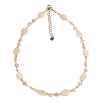 Load image into Gallery viewer, Damen Kette Perlenkette weiß Perlen Perlmutt Scheiben oval 42- 48 cm Karabiner nickelfrei Zuchtperle
