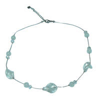 Cargar imagen en el visor de la galería, Damen Kette Achat Perlen oval gewunden Glitzer Glasperlen weiß 42- 48 cm Karabiner nickelfrei
