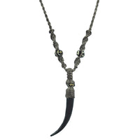 Load image into Gallery viewer, Kette, Grau, 48cm lang, Anhänger aus Bone, mit Knopfverschluss
