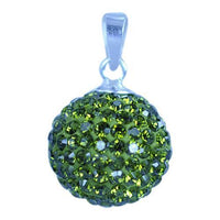 Load image into Gallery viewer, Glitzerkugel oliv grün 12 mm Kristall Silberanhänger Anhänger 925er Silber Damen Glitzer Schmuck
