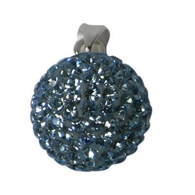 Glitzerkugel Black Diamond grau blau 14 mm Kristall Anhänger 925er Silber Damen Glitzer Schmuck