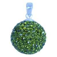 Cargar imagen en el visor de la galería, Glitzerkugel oliv grün 14 mm Kristall Silberanhänger Anhänger 925er Silber Damen Glitzer Schmuck
