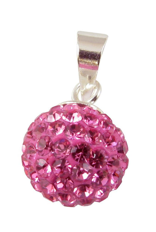 Glitzerkugel rosa 16 mm Kristall Silberanhänger Anhänger 925er Silber Damen Glitzer Schmuck