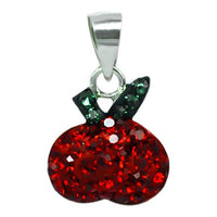 Cargar imagen en el visor de la galería, Glitzerschmuckset Kristall Zirkonia Apfel rot grün Anhänger Ohrstecker 925er Sterling Silber Schmuck
