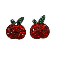 Cargar imagen en el visor de la galería, Glitzerschmuckset Kristall Zirkonia Apfel rot grün Anhänger Ohrstecker 925er Sterling Silber Schmuck
