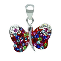 Cargar imagen en el visor de la galería, Glitzerschmuckset Kristall Zirkonia Schmetterling bunt Anhänger Ohrstecker 925 Silber Damen Schmuck

