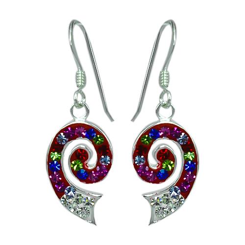 Glitzerschmuckset Kristall Zirkonia Spiralen bunt Anhänger Ohrringe 925er Silber Damen Schmuck