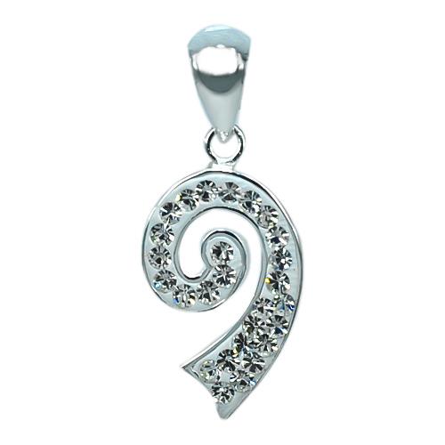 Glitzerschmuckset Kristall Zirkonia Spiralen weiß Anhänger Ohrringe 925er Silber Damen Schmuck