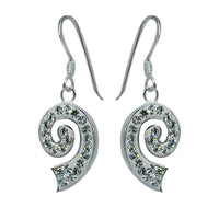 Cargar imagen en el visor de la galería, Glitzerschmuckset Kristall Zirkonia Spiralen weiß Anhänger Ohrringe 925er Silber Damen Schmuck
