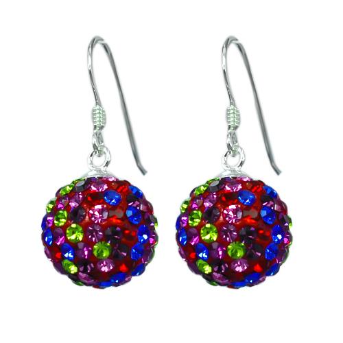 Glitzerschmuckset Kristall Zirkonia Glitzerkugeln bunt Anhänger Ohrringe 925er Sterling Silber Damen