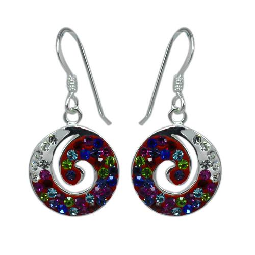 Glitzerschmuckset Kristall Zirkonia Schnecke bunt Anhänger Ohrringe 925er Sterling Silber Schmuck