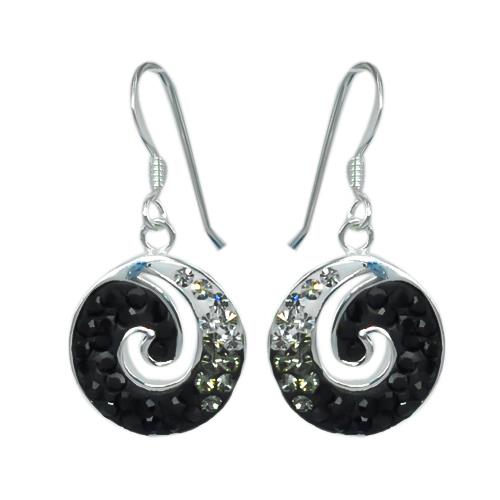 Glitzerschmuckset Kristall Zirkonia Schnecke schwarz Anhänger Ohrringe 925er Silber Damen Schmuck