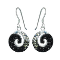 Cargar imagen en el visor de la galería, Glitzerschmuckset Kristall Zirkonia Schnecke schwarz Anhänger Ohrringe 925er Silber Damen Schmuck
