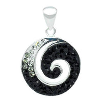 Cargar imagen en el visor de la galería, Glitzerschmuckset Kristall Zirkonia Schnecke schwarz Anhänger Ohrringe 925er Silber Damen Schmuck
