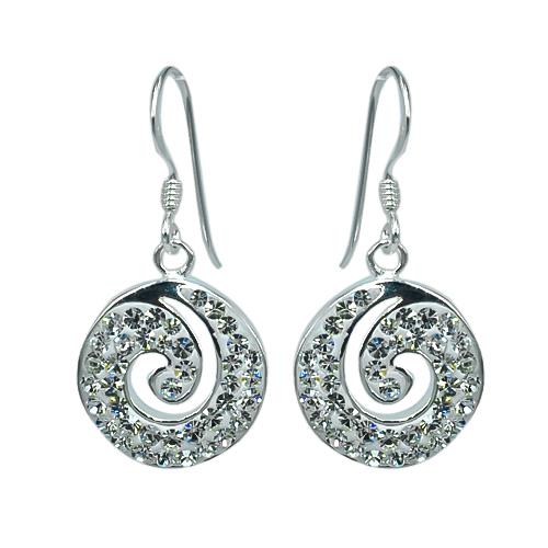 Glitzerschmuckset Kristall Zirkonia Schnecke weiß Anhänger Ohrringe 925er Silber Damen Schmuck