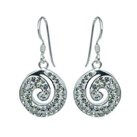 Cargar imagen en el visor de la galería, Glitzerschmuckset Kristall Zirkonia Schnecke weiß Anhänger Ohrringe 925er Silber Damen Schmuck
