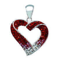 Load image into Gallery viewer, Glitzerschmuck Anhänger Herz weiß rot 20 mm 925er Sterling Silber Damen Schmuck Glitzer
