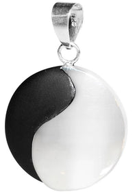Load image into Gallery viewer, Lavasteinanhänger Yin Yang Rund Unisex Anhänger 925er Sterling Silber Lavastein Schmuck
