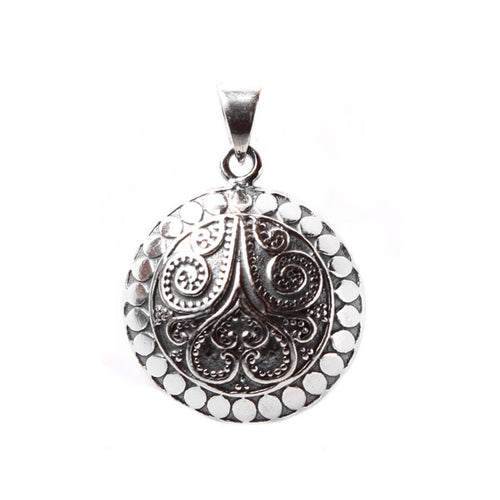 Silberanhänger Ornamente Halbkugel Anhänger 25 mm Sterling Silber 925er Unisex Schmuck