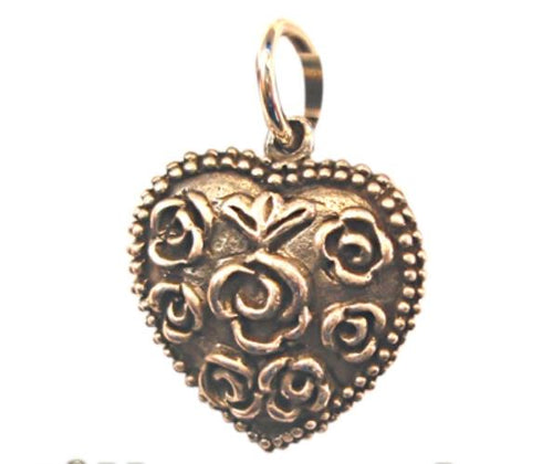 Silberanhänger Rosen Herz Anhänger Sterling Silber 925er Damen Schmuck