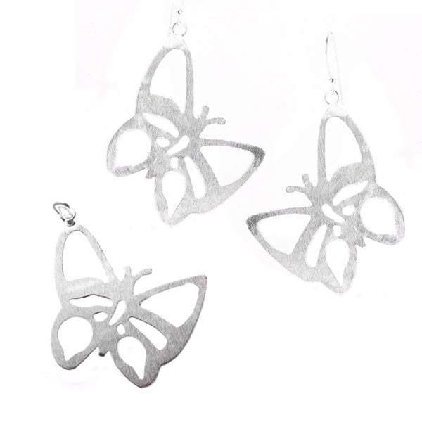Silberschmuckset Set 925er Sterling Silber Damen Schmuck Anhänger Ohrringe Schmetterling