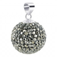 Load image into Gallery viewer, Glitzerschmuckset Black Diamond grau Kristall Glitzerkugel Anhänger Ohrstecker Zirkonia 925 Silber
