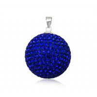 Cargar imagen en el visor de la galería, Glitzerschmuckset safir blau Kristall Glitzerkugel Anhänger Ohrringe Zirkonia 925er Silber Damen
