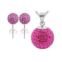Load image into Gallery viewer, Glitzerschmuckset rosa Kristall Glitzerkugel Anhänger Ohrstecker Zirkonia 925 Silber Damen
