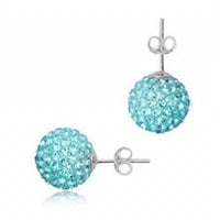 Load image into Gallery viewer, Glitzerschmuckset hell blau Kristall Glitzerkugel Anhänger Ohrstecker Zirkonia 925 Silber Damen
