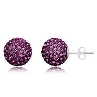 Load image into Gallery viewer, Glitzerschmuckset Amethyst lila Kristall Glitzerkugel Anhänger Ohrstecker Zirkonia 925 Silber Damen
