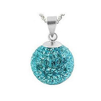 Load image into Gallery viewer, Glitzerkugel hell blau 14 mm Kristall Silberanhänger Anhänger 925er Silber Damen Glitzer Schmuck
