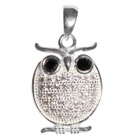 Load image into Gallery viewer, Glitzer Kristall Eule dick Silberanhänger Anhänger 925er Silber Damen Schmuck
