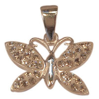 Cargar imagen en el visor de la galería, Glitzer Kristall Schmetterling weiß Silberanhänger Anhänger 925er Silber Damen Schmuck
