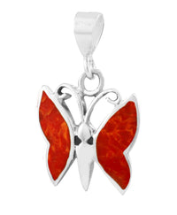 Load image into Gallery viewer, Korallenanhänger Silberanhänger Anhänger Koralle 925er Sterling Silber Damen Schmuck Schmetterling
