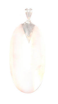 Cargar imagen en el visor de la galería, Perlmutt Anhänger 82 mm Ellipse Damenanhänger 925er Sterlingsilber Dreieck Punkte gewölbt
