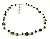 Cargar imagen en el visor de la galería, Muranoglas Glasperlen schwarz bunt Glitzer Herz Perlen Kette Damen Schmuck 42-50 cm nickelfrei
