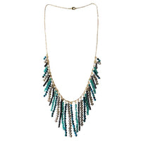 Load image into Gallery viewer, Designer Kette Stäbchen türkis schwarz gold Brass Steine Glaskristalle 72 cm nickelfrei Schmuck
