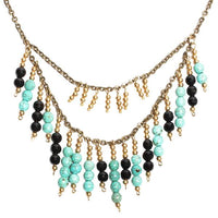 Load image into Gallery viewer, Kette Stäbchen Türkis Onyx schwarz gold Brass nickelfrei Ethno Designer Schmuck
