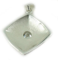 Cargar imagen en el visor de la galería, Silberanhänger weiß Zirkonia Raute Muster gewölbt 925er Sterling Silber Glitzer Anhänger Damen
