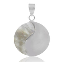 Cargar imagen en el visor de la galería, Perlmutt rund Yin Yang weiß Anhänger Muschel Silberanhänger 925er Silber Damen Schmuck
