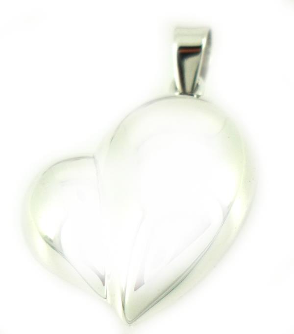Silberanhänger Herz plastisch schräg glänzend 25 mm Anhänger Sterling Silber 925er Damen Schmuck