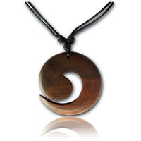 Load image into Gallery viewer, Kette Sono Holz Spirale Anhänger braun 3,7 cm verstellbar Baumwollkette
