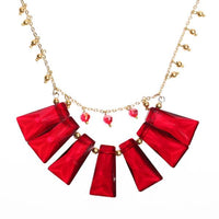 Load image into Gallery viewer, Glasperlen Kette rot Perlen Brass Glaskristall Trapez 65 cm zweilagig gold nickelfrei Karabiner
