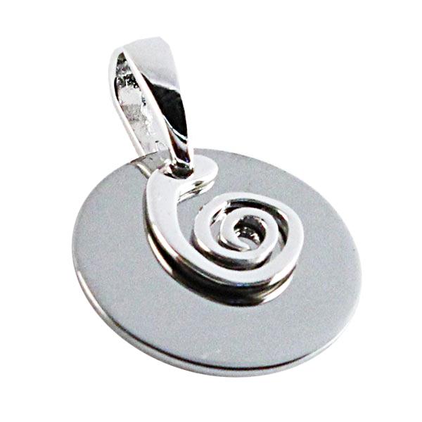 Silberanhänger 15 mm rund Spirale spiegelnd Sterling Silber 925er Damen Schmuck Kette
