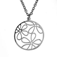 Cargar imagen en el visor de la galería, Brass Kette 62 cm Anhänger filigran Blumen 20 mm Karabiner nickelfrei silber
