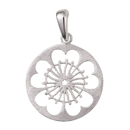 Anhänger matt rund Blume Mühlrad Sterling Silber 925 Silberanhänger Damen Schmuck Kette